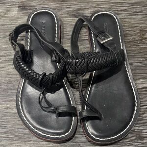 Bernardo Black Braided Leather Sandals
